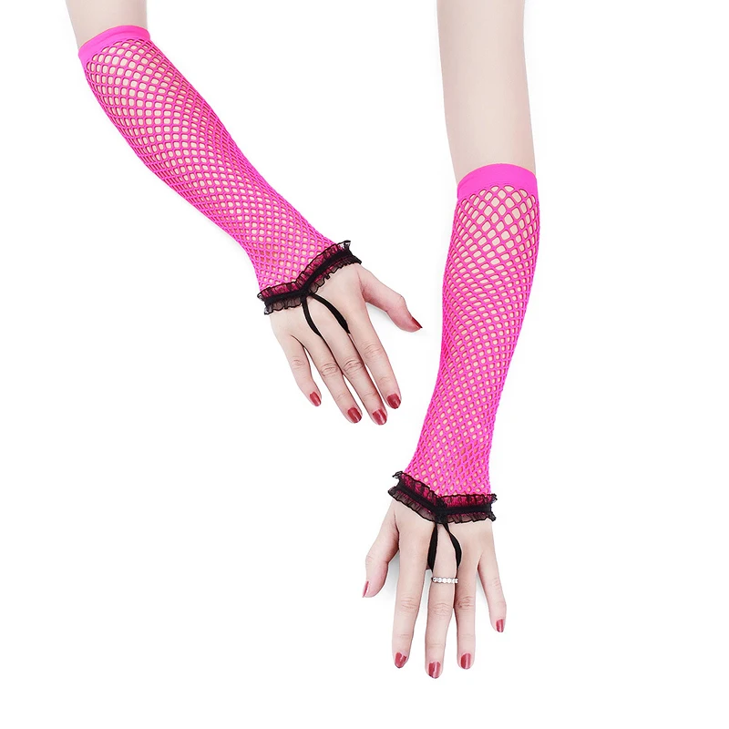 Black Rose High Quality Fingerless Mesh Fishnet Gloves Elbow Length Women Nightclub Punk Dance Performance Accessory |