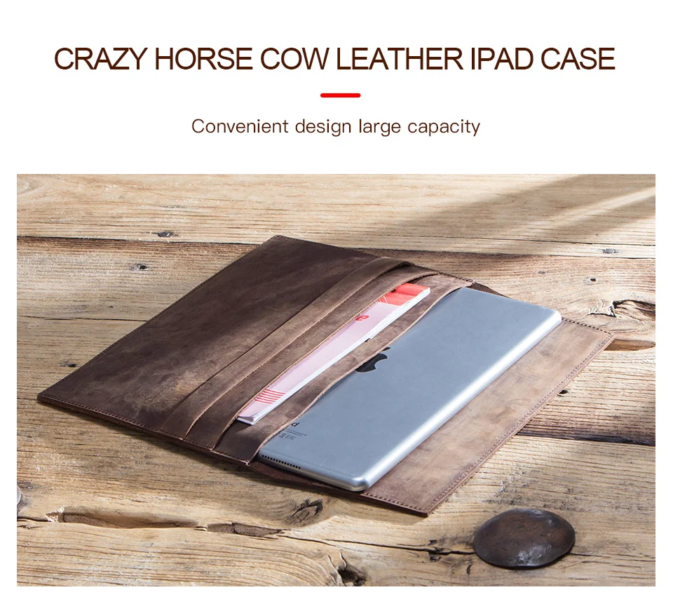 For iPad 9.7 inch 5 6 Air 1 2 Retro Cowhide Leather Case Cover For iPad Pro 9.7 Tablet Liner Sleeve Pouch Zipper Bag