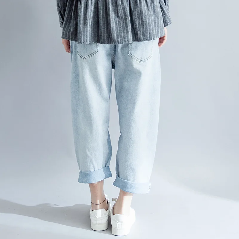 2018 Summer New Pattern Solid Color Will Code Suit-dress Jeans Increase Fertilizer Enlarge Fat Mm Easy Pants |