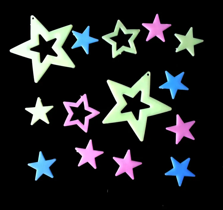 

Fashion Color Pvc Plastic Empty Stars Luminous Fluorescent Plate Stereo Gifts For Children Cartoon Animation Wall Posters 2021