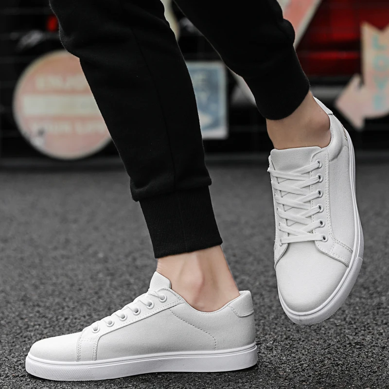 WOLF WHO New Arrivals Men Canvas Casual Shoes Male Lace Up Black Sneakers Comfortable lightweight Shoes buty meskie X-029