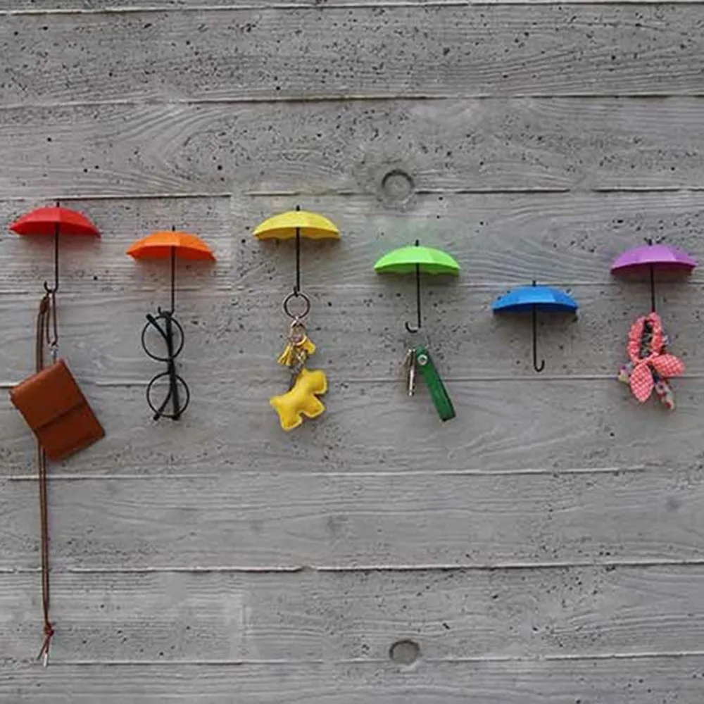 2017 Newest 3Pcs Colorful Umbrella Wall Hook Key Hair Pin Holder Organizer Decorative Brand New Hooks | Обустройство дома