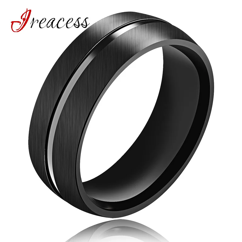 Мужское кольцо из титановой стали черное обручальное нержавеющей в стиле панк