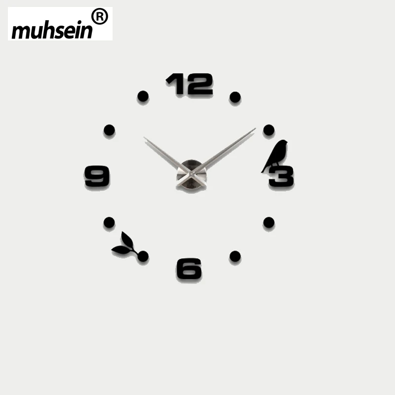 Черный Черная Кошка птица Кварцевые Настенные Часы Домашнего Декора orologio муро