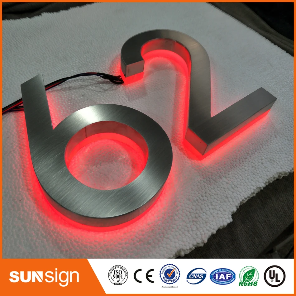 H 35cm Outdoor & Indoor advertising backlit illuminated letters font, stainless steel acrylic halo lit letters