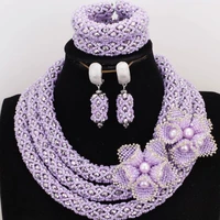 4ujewelry 18 8 inches lilac silver african necklace jewellery set crystal beads romatic bridal jewelry set for wedding bride