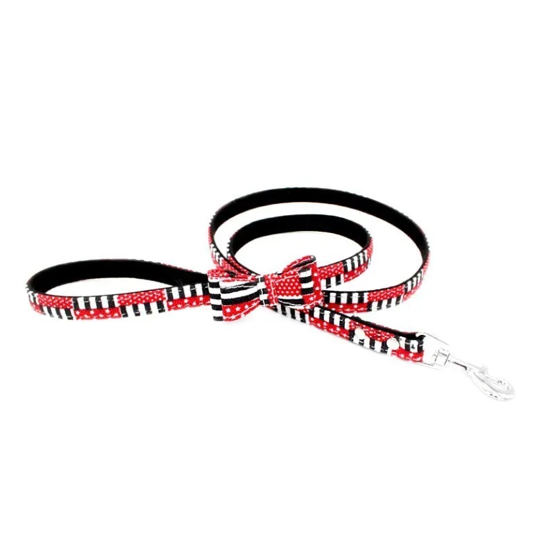Black Red leash Ошейник для собаки поводок бант с надписями цветочный Флаг для Чихуахуа Мопс маленький средний большой собаки высокое качество Новинка - Цвет: Black Red leash