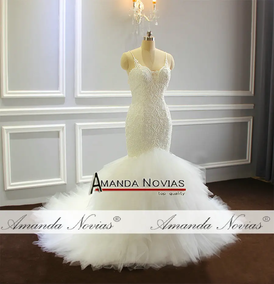 Свадебные платья русалки 2019 платье невесты на бретельках с оборками реальная