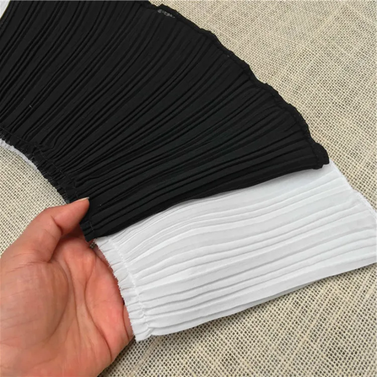 

1Yard Pleated Elastic Lace Fabric 17cm Chiffon Lace Collar Ribbon Trim DIY Curtain Trimmings Clothing Wedding Dresses Decor X07