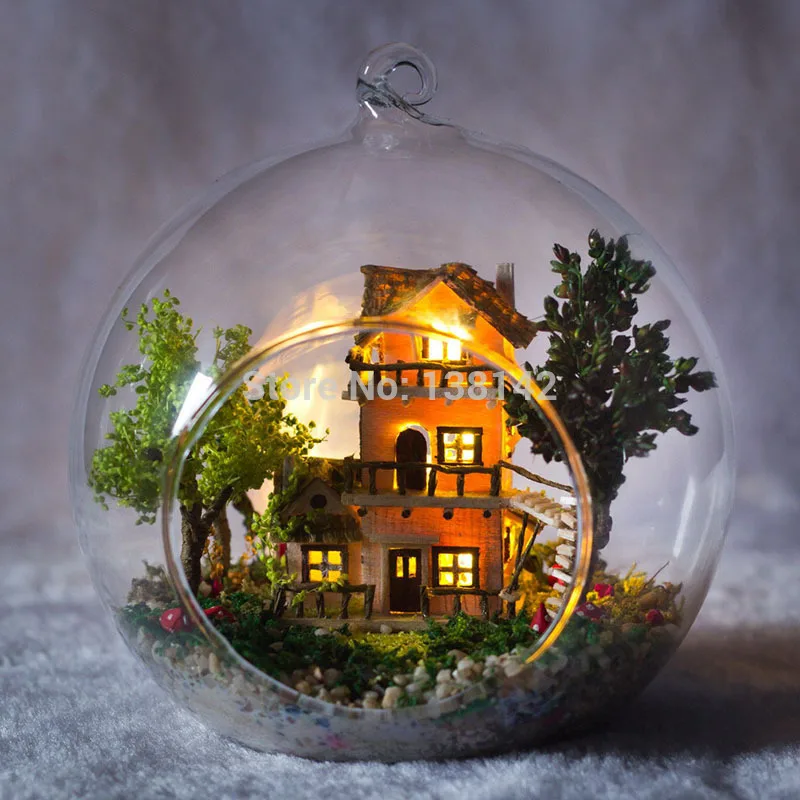 G016 Diy Кукольный дом miniatura стеклянный шар лесная вилла деревянный Миниатюрный
