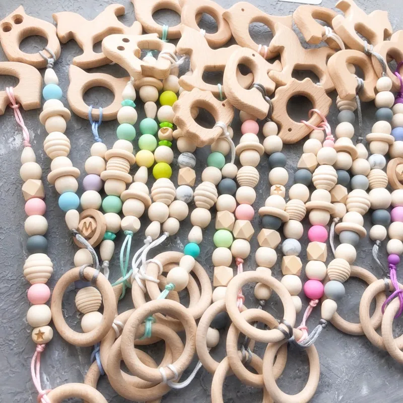 

Chenkai 10pcs Ice Cream Wooden Teether Ring DIY Organic Eco-friendly Nature Unfinished Infant Baby Rattle Grasping Wooden Toy