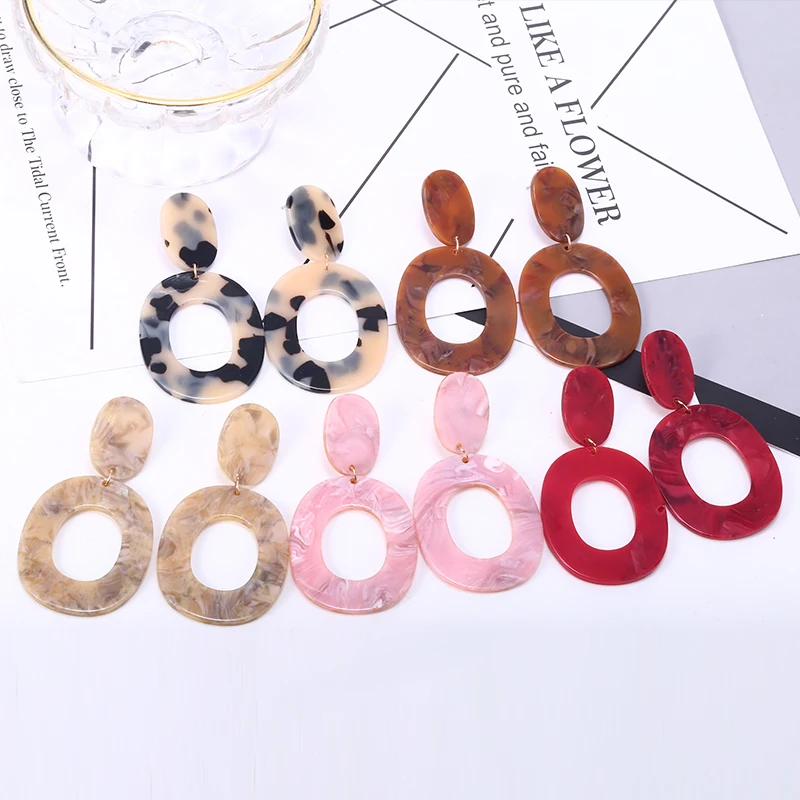 Винтажные акриловые круглые висячие серьги HOCOLE для женщин модные ювелирные