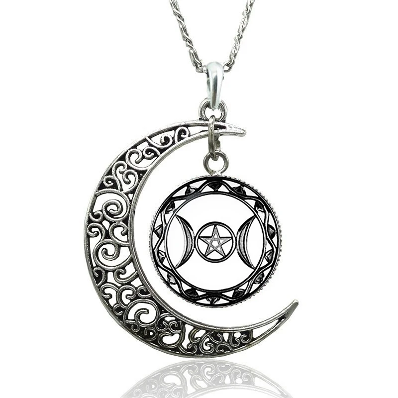 Triple Moon Goddess Necklace Charms Crescent Pendant Jewelry Wiccan Fashion Accessories Women Gifts | Украшения и аксессуары