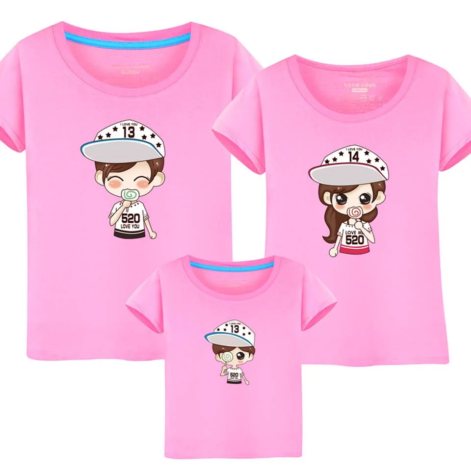 Купи 2018 Matching Mother Daughter Clothes Summer Short-sleeve Family Look Outfits Father Son T-shirt Cotton Couple Clothing за 309 рублей в магазине AliExpress