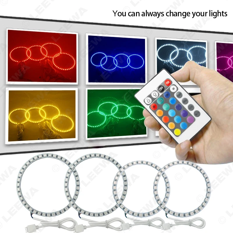 LEEWA 2x100мм 2x120мм автомобильный пульт дистанционного управления RGB LED 4 шт.