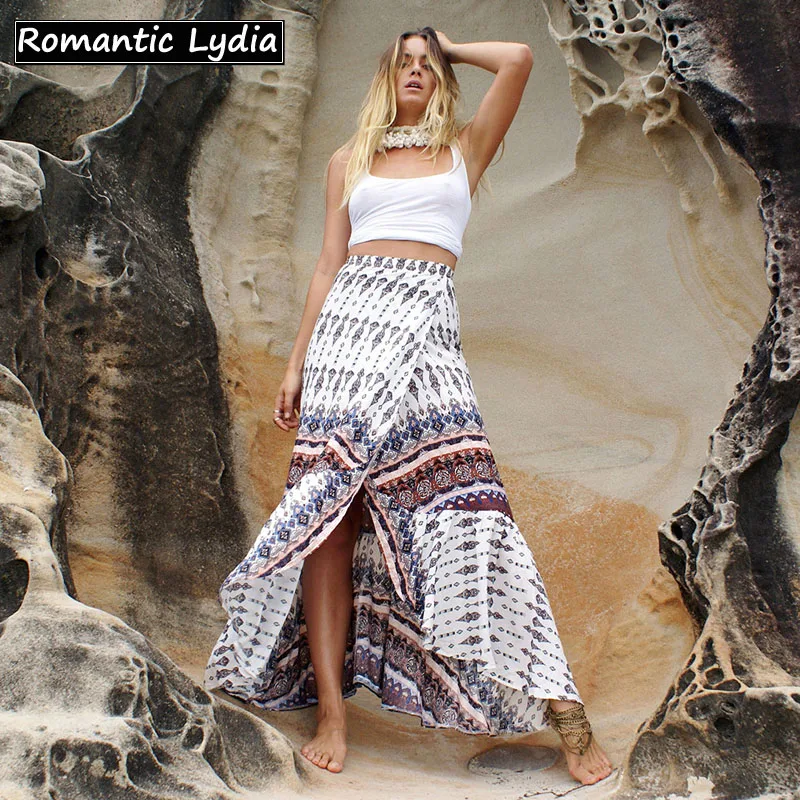 Женская богемная длинная юбка Бохо с винтажным принтом Сексуальная Повседневная