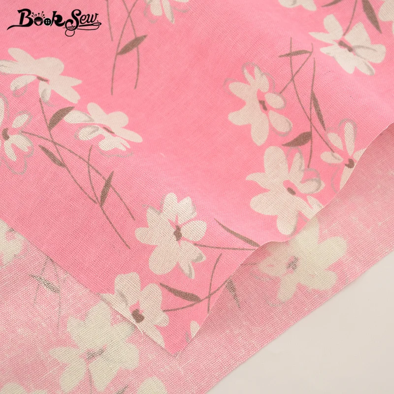 Текстиль Booksew розовый дизайн гардении хлопковая льняная ткань материал для шитья