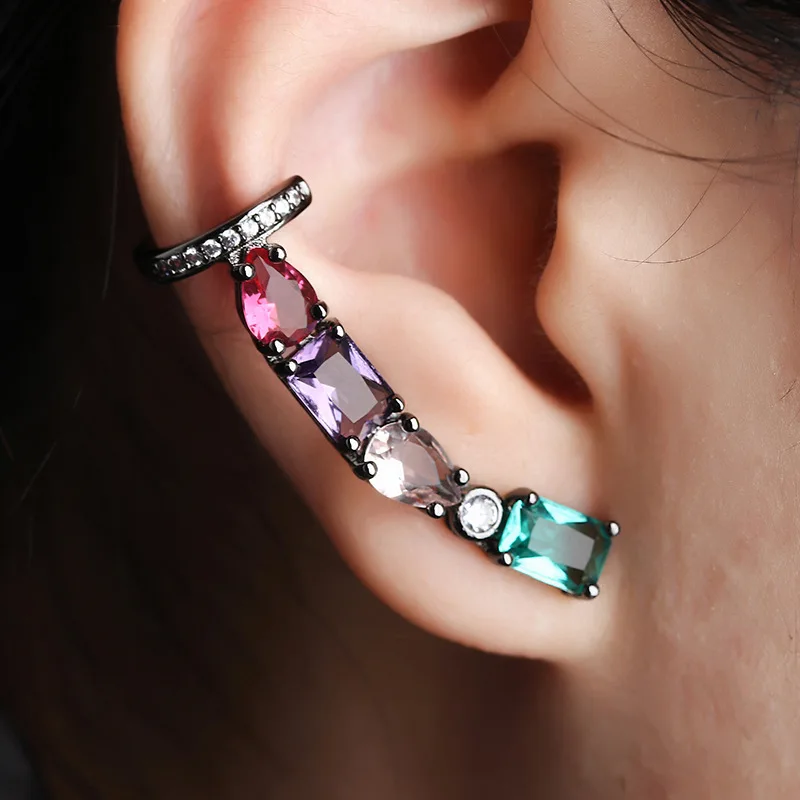 

925 Sterling Silver New Ladies Fashion Jewelry Style Colorful Zircon Earrings Girls Accessories Jewelry Making