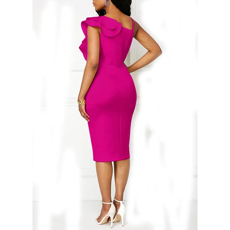2018 Спагетти ремень Bodycon платье Для женщин Модный пуловер оборками Кепки рукавом