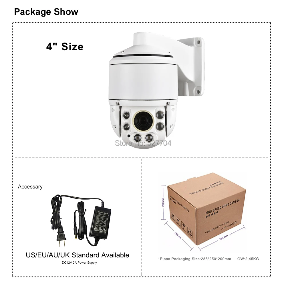 Security Outdoor High Speed Dome TVI 1080P PTZ Camera 2MP 36X Zoom Day Night IR 100M RS485 Control Pelco-d IP66 Waterproof | Безопасность