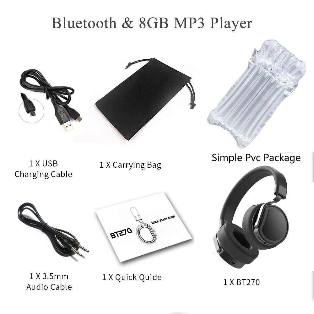 Black Built in 8GB Plextone BT270 беспроводные наушники Auriculares Bluetooth гарнитура Bluetooth наушники Hands Free - Цвет: Black Built in 8GB