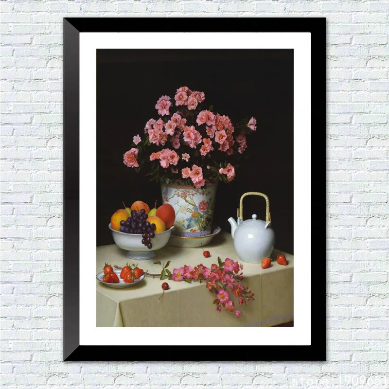 Хлопковая картина без рамки цветы натюрморта керамическая Картина на холсте