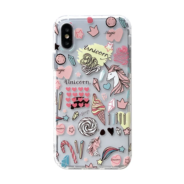 YiKELO милые животные Единорог цветочный узор чехол для iPhone 8 6 6S 7 Plus X XS XR Max мягкий прозрачный силикон ТПЭ чехол - Цвет: Unicorn