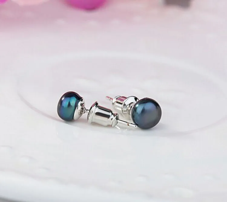 Женские серьги гвоздики с натуральным жемчугом SLBRIDAL модные белого и черного