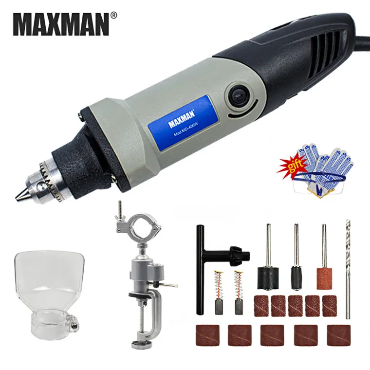 Электрический мини-шлифовальный станок MAXMAN 220 В/110 в инструмент Dremel 0,6~ 6,5 мм патрон с переменной скоростью вращающийся инструмент DIY Многофункциональные электроинструменты - Цвет: set3