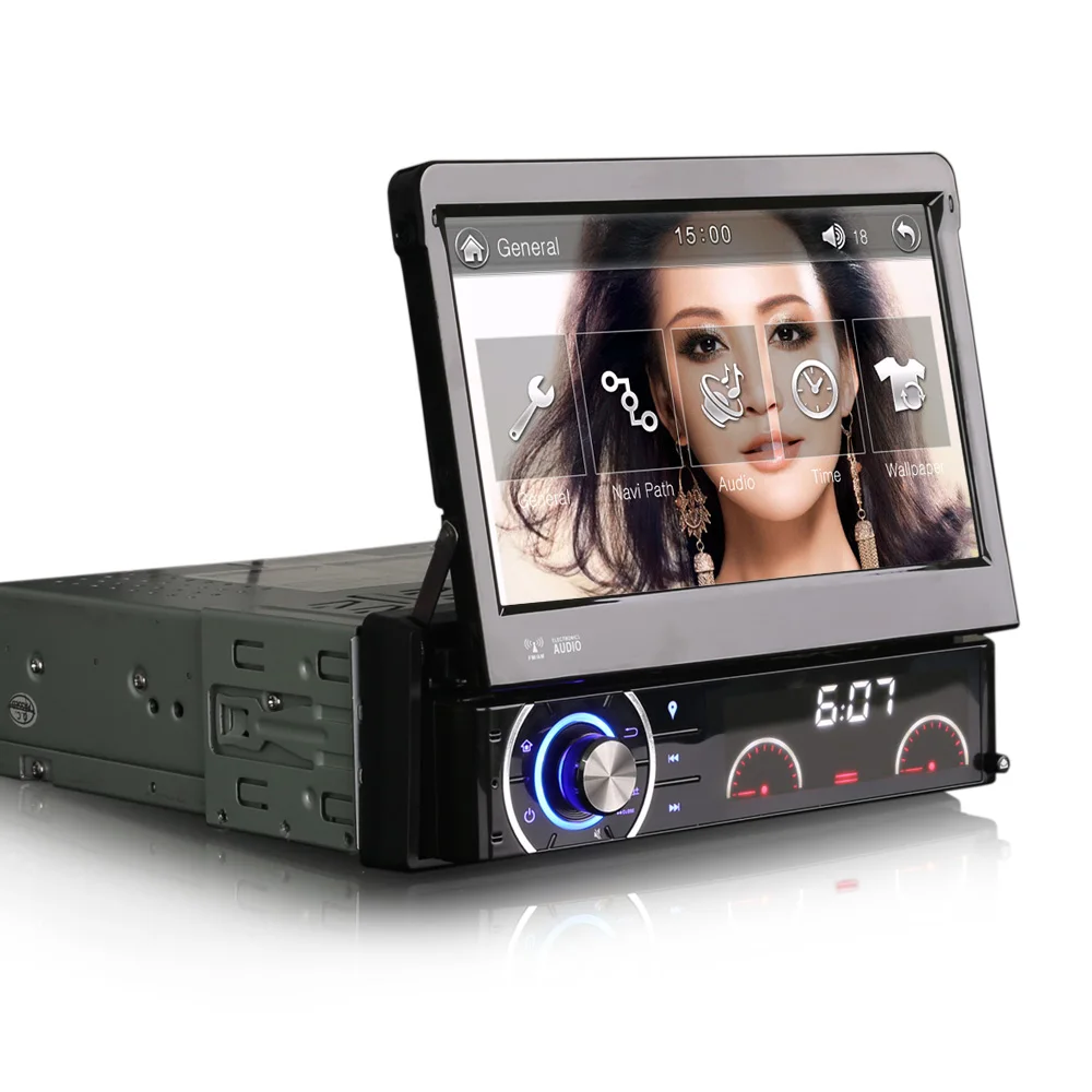 Автомобильный DVD проигрыватель 7 дюймовая однодиновая GPS навигация с выдвижным