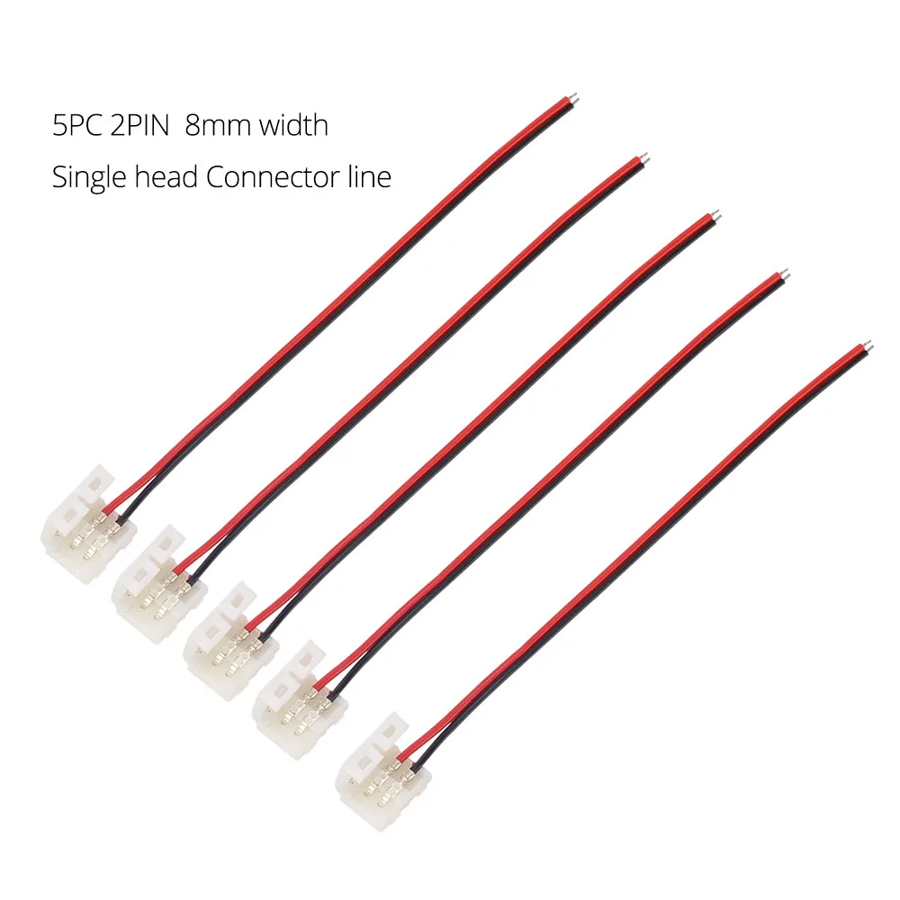 Single Connect 8mm 5 шт. пайка 2PIN светодиодный разъем 8 мм 10 мм для одноцветной светодиодный ленты 5050 5630 5730 2PIN светодиодный разъем DC разъем - Цвет: Single Connect 8mm