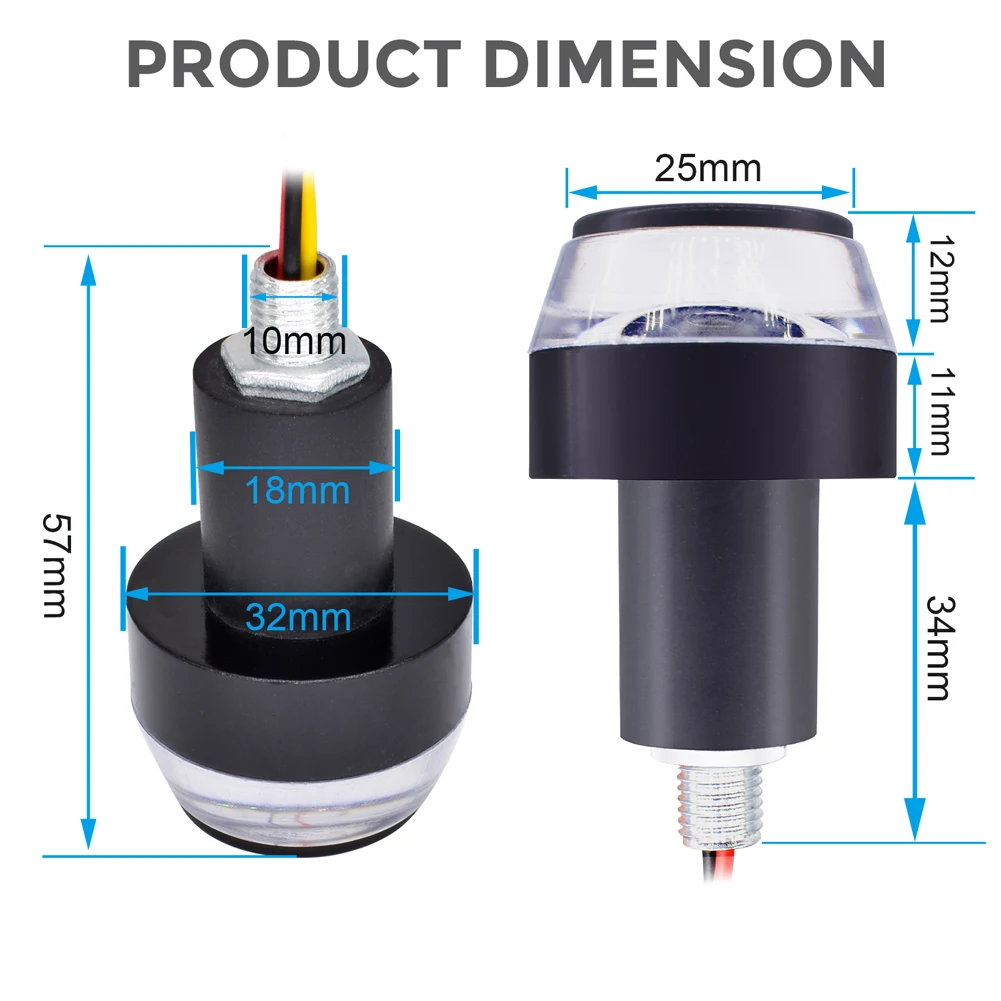 2Pcs Motorcycle Handlebar Turn Signal LED Light 12V Motorbike Handle Bar Ends Indicator Flasher 22mm End Blinker Dual Color |