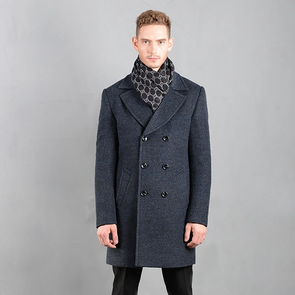 JACK-LLEEN Brand Winter Wool Long Coat Jacket Double Breasted Casual Fashion Section Turn-down Collar Cotton Liner J8573M | Мужская