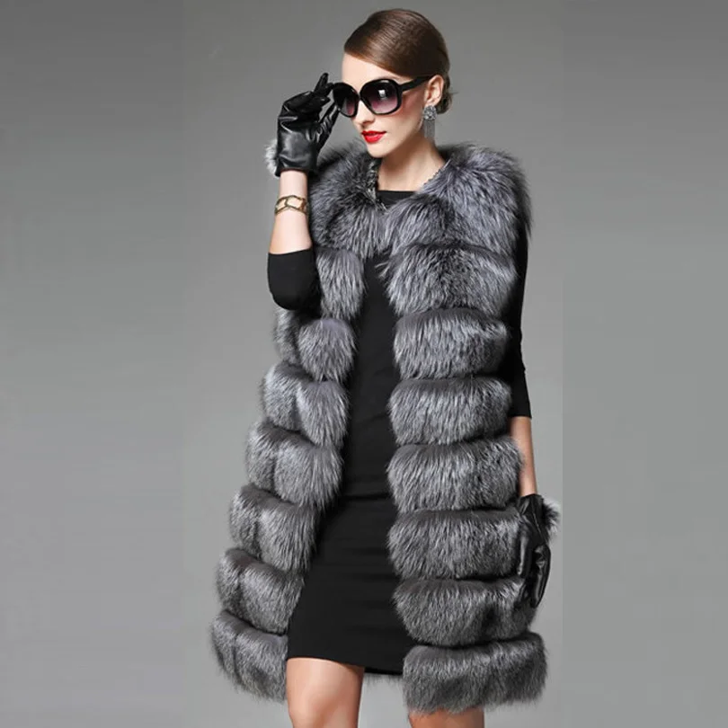 2018 жилет из искусственного лисьего меха зимние пальто для женщин толстый теплый