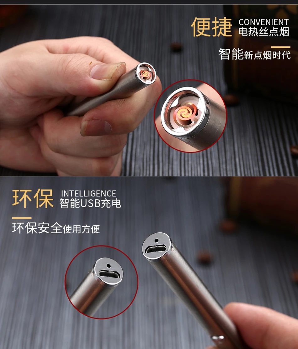 20 шт. тонкая сигарета чехол коробка с электронная USB Зажигалка 10 шт. Обычная сигарета табака чехол для хранения прикуривателя