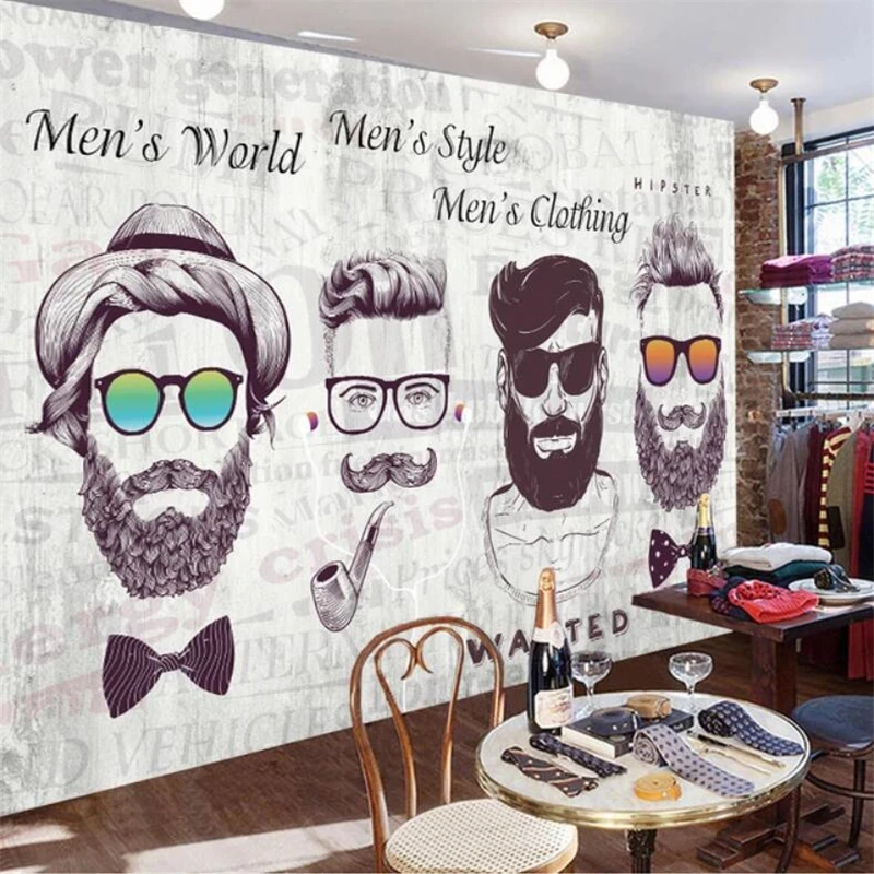 Beibehang пользовательские обои 3d фрески трендовая линия личность bearded фон для