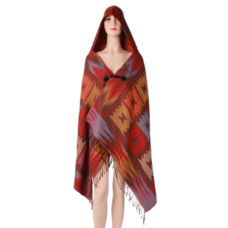 Женщины шарфы шали одеяло стиль шарф мыс большой пашмины пончо в шляпе cap сгущает