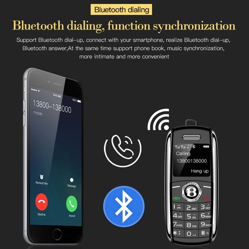 Мини Спортивный Автомобильный ключ форма мобильный телефон Bluetooth Dailer волшебный