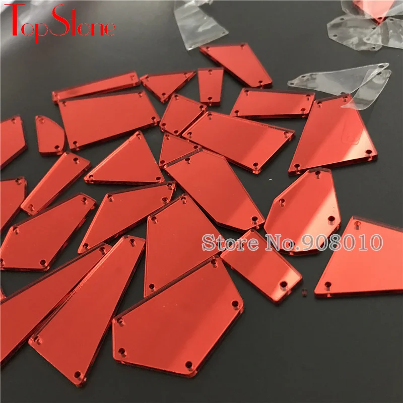 TopStone 30 форм Размеры Смешанные Пришивные акриловые Стразы flatback Lt Siam красный цвет зеркальные акриловые бусины для шитья ювелирных изделий