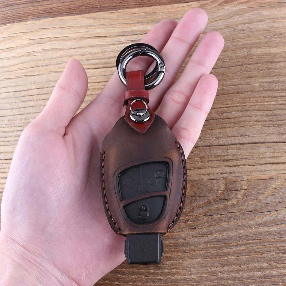 Кожаный чехол для ключей KEYYOU брелок Mercedes Benz C E ML S SL SLK CLK AMG 3B автомобильный 3