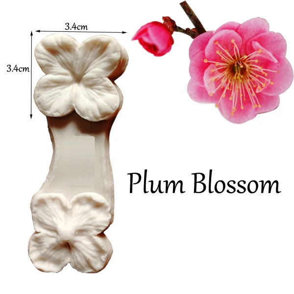Plum Blossom 29 большой пион роза тюльпан Орхидея цветок лепесток Veiner силиконовые формы украшения торта инструменты, Gumpaste Sugarcraft помадка плесень C337 - Цвет: Plum Blossom
