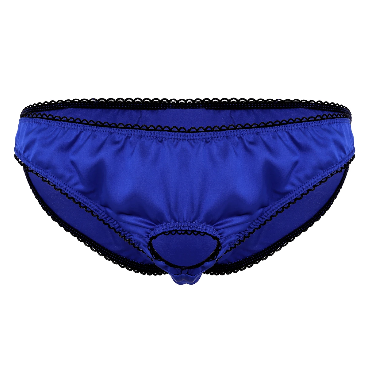 Blue Iiniim Мужское нижнее белье, нижнее белье для геев, сексуальное, открытая передняя часть, с отверстием для пениса, мягкий атлас, низкая посадка, бикини, трусы, нижнее белье, трусики - Цвет: Blue