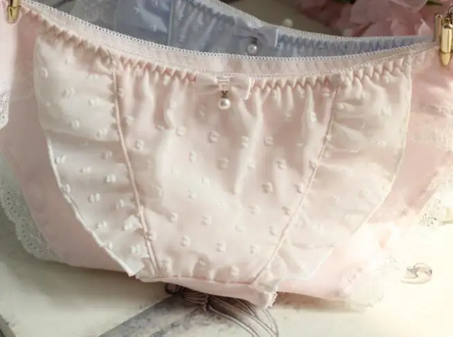 Pink Настоящая фотография, Размеры M, L, XL, хлопковые шифоновые милые сексуальные трусики в стиле Лолиты, милые трусики принцессы, нижнее белье, трусики-стринги WP331 - Цвет: Pink