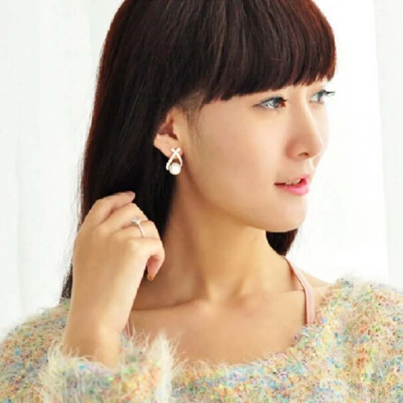 Хороший шопинг!! Модные золотые серьги с кристаллами Brincos Perle Pendientes Bou Pearl для женщины.