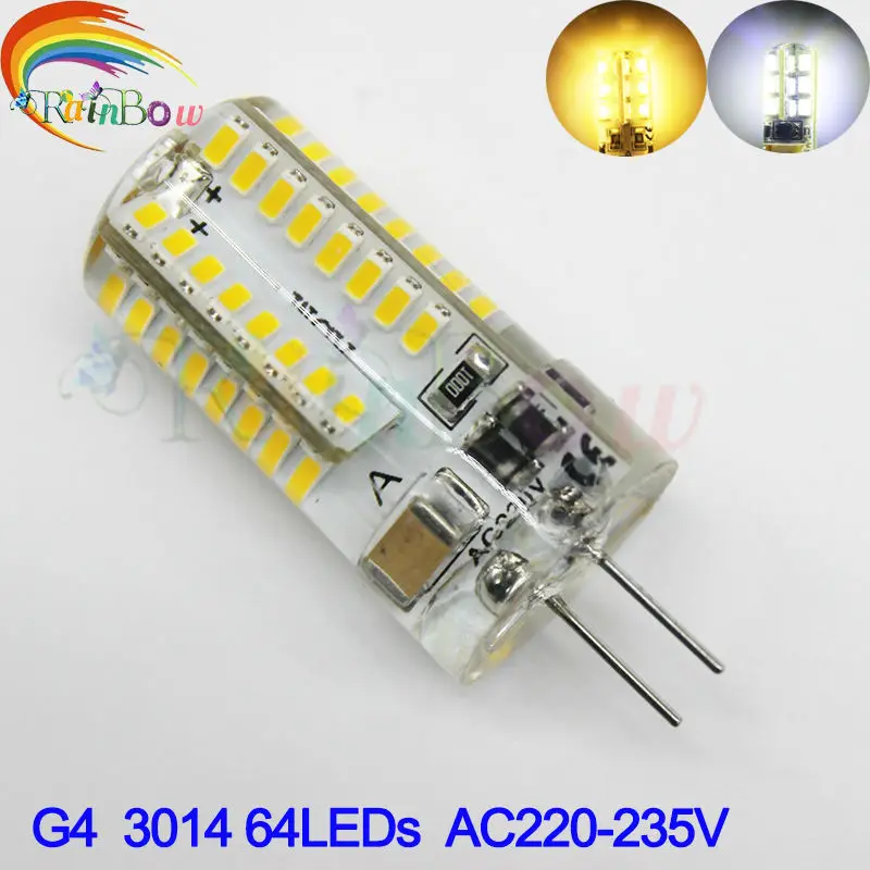 G4 3014 Светодиодный светильник светодиодный лампы 3 Вт 6 DC12V 220V затемнения 360 Угол