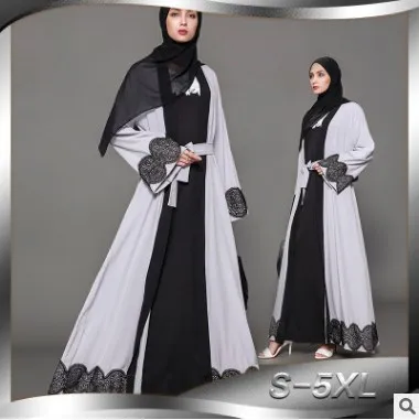 Muslim Ladies Clothing Plus Size Robe Women Arab Abaya Elegant Appliques Cardigan Malaysia Dubai Islamic Maxi HJ368 | Тематическая