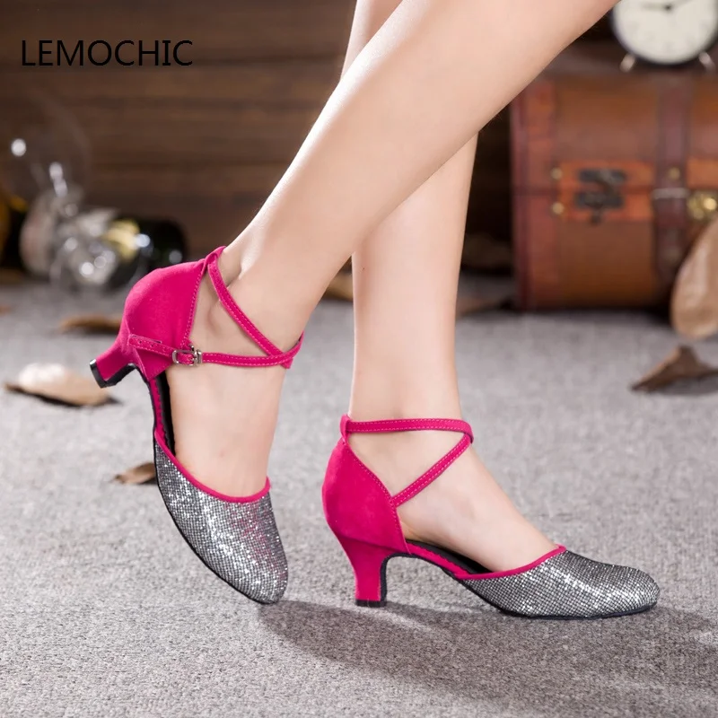 Lemochic Бальные Латинской джаз Нажмите обувь для танцев женские Salsa живота Танго