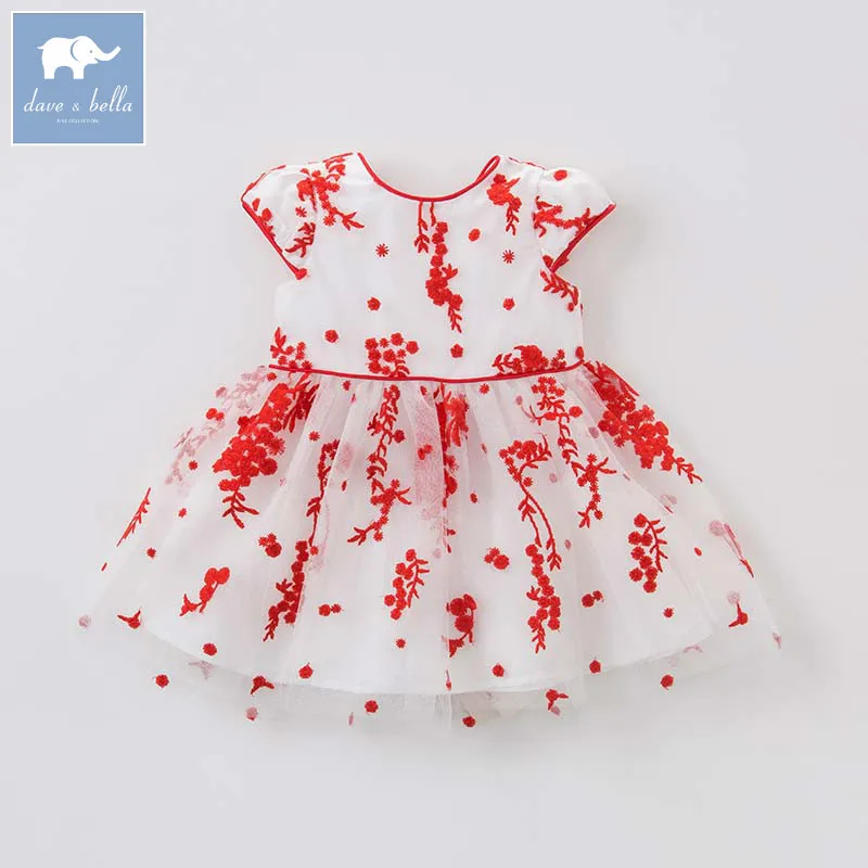 Dave bella Princess baby girl dress with big bow children party wedding gown summer floral clothes vestido infantil DB7578 | Детская