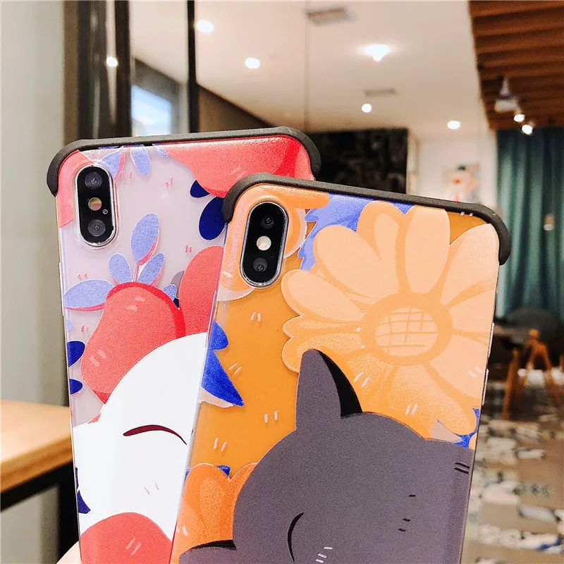 Чехол для iphone X XS Max XR 7 8 Plus высококачественое прозрачное жесткое ПК с милым