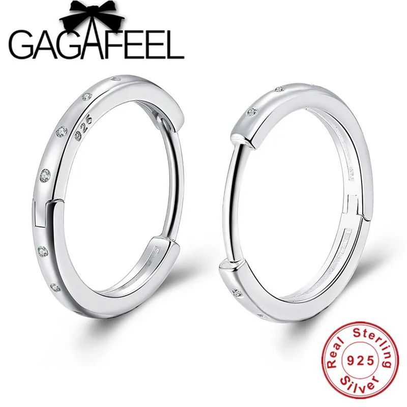 Платиновое покрытие GAGAFEEL, прозрачные 925 пробы серебряные серьги с фианитами, серьги-кольца для женщин и девушек, антиаллергенные круглые серьги, романтический рождественский подарок - Окраска металла: Платиновое покрытие